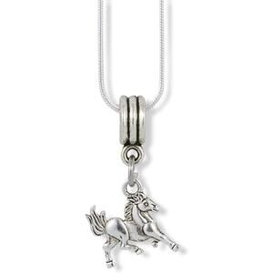 Small Running Galloping Horse Charm Snake Chain Necklace